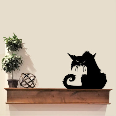 Angry Cat Halloween Metal Decor | Spooky Halloween Sign for Indoor or Outdoor Decoration | Halloween Decor | Cat Decor | Black Spooky Cat